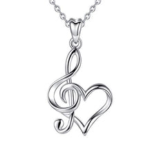 Carica l'immagine nel visualizzatore di Gallery, CELESTIA Cuore Collane Donna Argento Sterling 925, Nota Musicale Ciondolo... - Ilgrandebazar