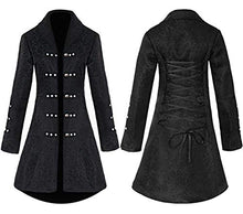 Carica l'immagine nel visualizzatore di Gallery, BAIHUODRESS Donne Steampunk Cappotti Moda Colore Solido Maniche S, Nero - Ilgrandebazar