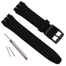 Carica l'immagine nel visualizzatore di Gallery, Impermeabile in silicone orologio da polso Watch Band per Swatch 19mm, Black - Ilgrandebazar