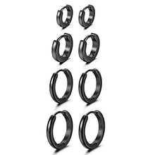 Carica l'immagine nel visualizzatore di Gallery, Cupimatch 7mm-14mm Orecchini cerchio rotondi acciaio inossidabile Nero - Ilgrandebazar