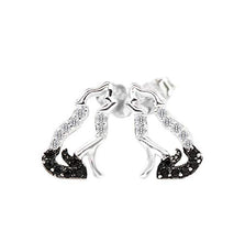 Carica l'immagine nel visualizzatore di Gallery, MixiuEuro, orecchini a perno a forma di lupo, in argento Sterling 925, con... - Ilgrandebazar