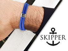 Carica l'immagine nel visualizzatore di Gallery, Skipper 7990 - Bracciale da Surf in Acciaio Inox, con Nodi, Colore: Blu Scuro