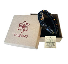 Carica l'immagine nel visualizzatore di Gallery, ess3vu' Bracciale Uomo Cuoio | Braccialetti in Pelle Pietre Nero (20.5cm) - Ilgrandebazar