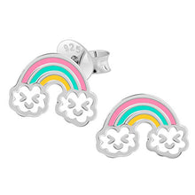 Carica l'immagine nel visualizzatore di Gallery, PLANETYS - Orecchini da bambino a forma di arcobaleno in smalto e argento...