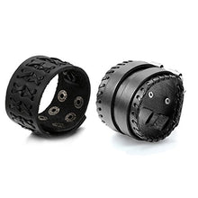 Carica l'immagine nel visualizzatore di Gallery, OIDEA Bracciale Bangles per Uomo in Pelle Fibbia Lega... - Ilgrandebazar