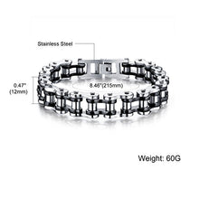 Carica l'immagine nel visualizzatore di Gallery, Faysting EU Bracciale catena in acciaio inox moto personalizzata Nero Argento - Ilgrandebazar