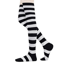 Carica l'immagine nel visualizzatore di Gallery, HBF Calze Donna a Righe al Ginocchio Cosplay Lunghe Nero&amp;bianco - Ilgrandebazar