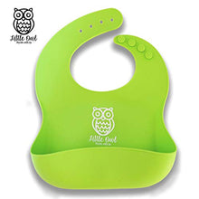Carica l'immagine nel visualizzatore di Gallery, ❤️ Little Owl Bavaglini Silicone Impermeabili con Tasca Celeste/Verde