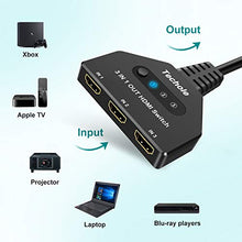 Carica l'immagine nel visualizzatore di Gallery, Switch HDMI 4k, Techole Interruttore 3 In 1 Out con Cavo, Supporta 4K,...