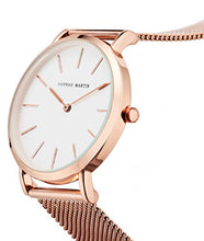 Carica l'immagine nel visualizzatore di Gallery, Hannah Martin Orologio da Polso Donna Quadrante Bianco，cinturino Oro Rosa - Ilgrandebazar