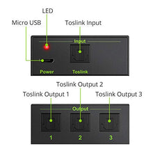 Carica l'immagine nel visualizzatore di Gallery, LiNKFOR 1X3 Splitter Ottico Audio 3 Porte 5.1CH SPDIF Digitale 1 In...