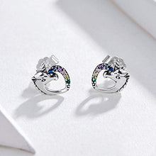Carica l'immagine nel visualizzatore di Gallery, CNNIK Orecchini a forma di cuore unicorno in argento 925 per le donna...