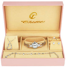 Carica l'immagine nel visualizzatore di Gallery, Cofanetto Orologio Donna - Parure di gioielli- Collana-Anello- Orecchini - Ilgrandebazar
