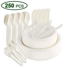 Carica l'immagine nel visualizzatore di Gallery, Aitsite 250 Pezzi Piatti monouso di carta Set Stoviglie usa e Bianco