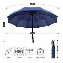 Carica l'immagine nel visualizzatore di Gallery, Ombrello Antivento Pieghevole Automatico, Massway Portatile Auto Open &amp; Blu
