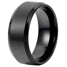 Carica l'immagine nel visualizzatore di Gallery, Flongo 8mm Anello Acciaio Inossidabile Lucidato, Uomo Rotondo Nero - Ilgrandebazar