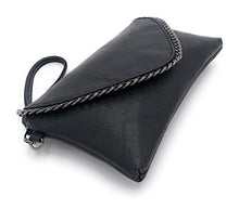 Carica l'immagine nel visualizzatore di Gallery, ELIOX - Pochette Donna Elegante con Catena e Tracolla in Morbida Pelle Nero