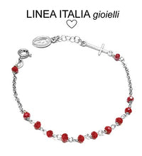 Carica l'immagine nel visualizzatore di Gallery, Bracciale Rosario In Argento 925 E Pietre ROSSE - Con Croce E Madonna -... - Ilgrandebazar
