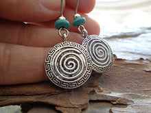 Carica l'immagine nel visualizzatore di Gallery, ✿ SPIRALE BOHO ETNO NATURAL STONE ✿ orecchini gancio lunghe con rondella di...