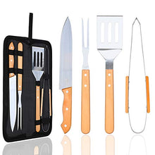 Carica l'immagine nel visualizzatore di Gallery, EKKONG 4 Pezzi Set Utensili Barbecue, Accessori Barbecue in Acciaio 4pcs