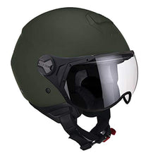 Carica l'immagine nel visualizzatore di Gallery, CGM Casco demi jet 107A FLORENCE MONO Verde opaco sagomata, L