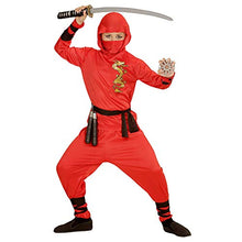 Carica l'immagine nel visualizzatore di Gallery, WIDMANN Red Dragon Ninja Casacca Con Cappuccio Pantaloni Cintura 140 cm - Ilgrandebazar