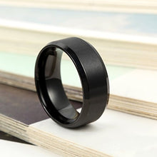 Carica l'immagine nel visualizzatore di Gallery, Flongo 8mm Anello Acciaio Inossidabile Lucidato, Uomo Rotondo Nero - Ilgrandebazar