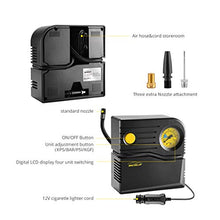 Carica l'immagine nel visualizzatore di Gallery, WindGallop Mini Compressore Portatile per Auto, 12V Professionale, Analogico, Pompa Aria con Manometro per Pneumatici e Adattatori per Valvole (Giallo)