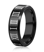 Carica l'immagine nel visualizzatore di Gallery, BESTEEL Gioielli Acciaio Inossidabile Numeri Romani Anello Uomo Donna Nero,... - Ilgrandebazar