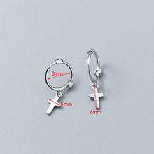 Carica l'immagine nel visualizzatore di Gallery, Orecchini a cerchio con ciondolo a forma di croce, in argento Sterling, 8...