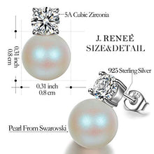 Carica l'immagine nel visualizzatore di Gallery, J. RENEÉ Regalo San Valentino, Orecchini Donna, argento Bianca 8mm - Ilgrandebazar