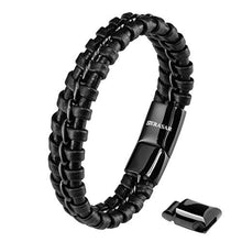 Carica l'immagine nel visualizzatore di Gallery, SERASAR | Bracciale in Pelle Premium per Uomo Nero |Serratura - Ilgrandebazar