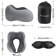 Carica l'immagine nel visualizzatore di Gallery, Fylina - Cuscino da viaggio in memory foam, con custodia, mascherina Grigio