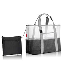Carica l'immagine nel visualizzatore di Gallery, YOOFAN Borsa da Spiaggia-Borsa Grande a Rete Spiaggia - M, Grigio