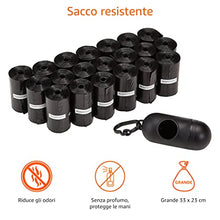 Carica l'immagine nel visualizzatore di Gallery, Amazon Basics - Sacchetti per bisogni dei cani, con dispenser e clip per guinzaglio,300 unità