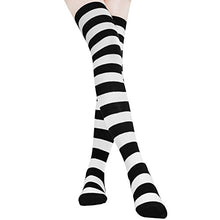 Carica l'immagine nel visualizzatore di Gallery, HBF Calze Donna a Righe al Ginocchio Cosplay Lunghe Nero&amp;bianco - Ilgrandebazar