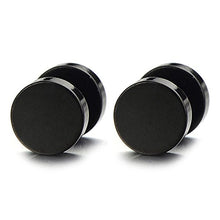 Carica l'immagine nel visualizzatore di Gallery, 5-16MM Nero Cerchio Orecchini da Uomo Donna, Finto Dilatatore Larghezza: 7mm - Ilgrandebazar