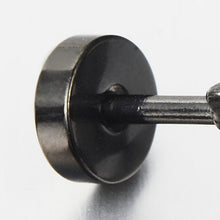 Carica l'immagine nel visualizzatore di Gallery, 5-16MM Nero Cerchio Orecchini da Uomo Donna, Finto Dilatatore Larghezza: 7mm - Ilgrandebazar