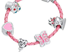 Carica l'immagine nel visualizzatore di Gallery, Hut - Bracciale in pelle rosa con ciondoli, per bambini, sacchetto... - Ilgrandebazar