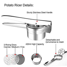 Carica l'immagine nel visualizzatore di Gallery, APERIL Schiacciapatate, Potato Ricer in Acciaio Inox - con 3 Schiacciapatate - Ilgrandebazar
