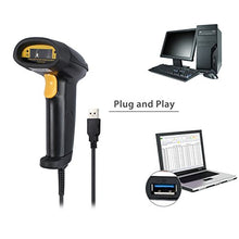Carica l'immagine nel visualizzatore di Gallery, Neoteck Barcode Scanner USB Lettore Codice a Barre Automatico con Lungo Nero