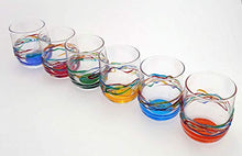Carica l'immagine nel visualizzatore di Gallery, Set di 6 Bicchieri acqua cl. 27 Jazz multicolore in vetro dipinti a mano... - Ilgrandebazar