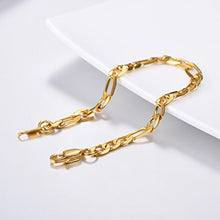 Carica l'immagine nel visualizzatore di Gallery, PROSTEEL Uomo Bracciale Catena Figaro Semplice in Acciaio 6 Mm - Oro - Ilgrandebazar