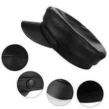 Carica l'immagine nel visualizzatore di Gallery, GEMVIE Donna Cappello con Visiera Berretto da PU Pelle Retro Classico Nero