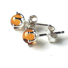 Carica l'immagine nel visualizzatore di Gallery, Camaleonte Orecchini a Bottone in Argento Sterling Massiccio 925 con Ambra... - Ilgrandebazar
