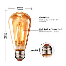Carica l'immagine nel visualizzatore di Gallery, Lampadine di Filamento a LED, LVWIT ST64 E27 8W 2700K-6 Pezzi (Marrone)