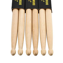 Carica l'immagine nel visualizzatore di Gallery, Donner 5A - Bacchette per batteria in legno d'acero, 3 paia, con custodia