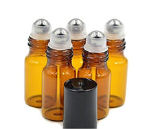 Carica l'immagine nel visualizzatore di Gallery, 24 boccette da 5 ml roll-on Bottles, color ambra, ricaricabile, con sfera in...