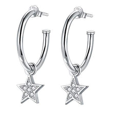 Carica l'immagine nel visualizzatore di Gallery, Lydreewam Orecchini Cerchio Donna Argento Sterling 925 Stella/Luna Stella - Ilgrandebazar