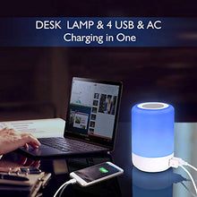 Carica l'immagine nel visualizzatore di Gallery, Lampada da tavolo USB, lampada comodino a LED con 4 porte di Usb Lamp - Ilgrandebazar